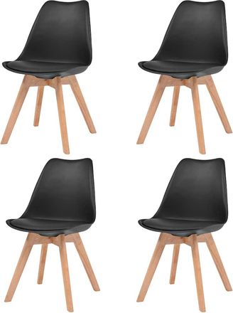 vidaXL Sillas De Comedor 4 Unidades Pl&aacute;stico Negro Vidaxl