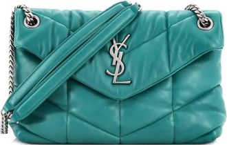 Saint Laurent Loulou gewatteerde kleine leren schoudertas - Groen