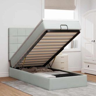 vidaXL Estructura Cama Otomana Colchones Gris Claro 90x200cm Vidaxl