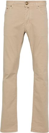 Jacob Cohen logo-embroidered straight trousers - men - Cotton/Elastane - 30 - Neutrals