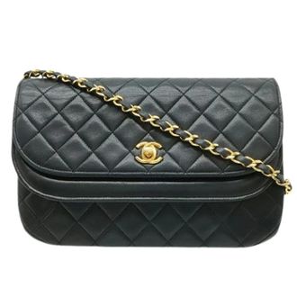 Chanel Pre-owned Matelasse Lamslederen Schoudertas - Dames - Pre-owned - Zwart - Maat: ONE Size Leer