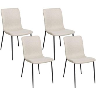Beliani Elegante set di 4 sedie da pranzo in tessuto Sala da pranzo Gambe in ferro poliestere Beige chiaro Glendive