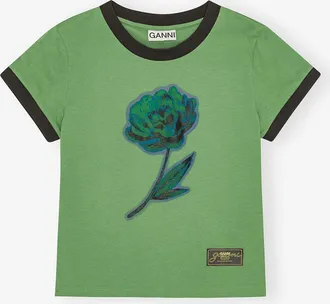 Ganni Green Baby Fit T-Shirt in - Size XXS Organic Cotton