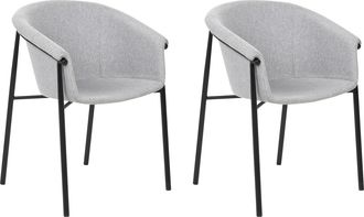 Beliani Beliani - Conjunto De 2 Sillas Gris Claro Negro Poli&eacute;ster Contempor&aacute;neo Comedor Ames