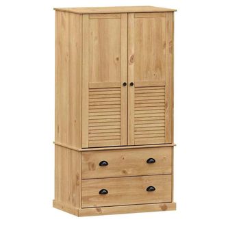Berkfield Home Wardrobe VIGO 90x55x176 cm Solid Wood Pine in Brown | Size: 90 x 55 x 176 cm