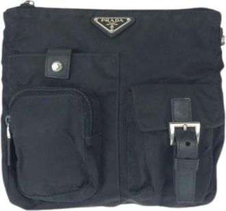 Prada Pre-owned Cross Body Bags, female, Black, Size: ONE SIZE Pre-owned Nylon Cross Body Bag