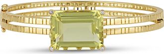 Bony Levy 18K Gold Iris Lemon Quartz & Diamond Bangle Bracelet in Green at Nordstrom, Size 7