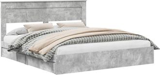 vidaXL Cama Con Almacenamiento Con Cabecera Gris Concreto 200 X 200 Cm Vidaxl