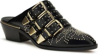 Chlo&eacute; Womens Black Calf Leather Bos Taurus Mules