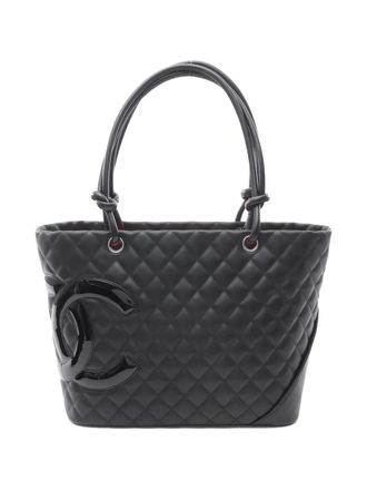 Chanel 2010-2011 Cambon Line quilted logo tote bag - women - Calf Leather - One Size - Black