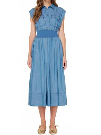 Current Air Cap Sleeve Midi Shirt Dress In Chambray