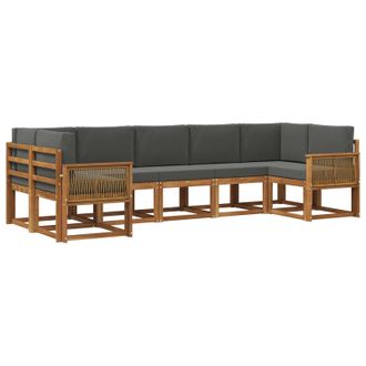 vidaXL Conjunto De Sof&aacute;s De Exterior 7 Pcs Natural Y Antracita Vidaxl