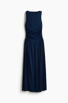 H&M Drapiertes Jerseykleid - Marineblau