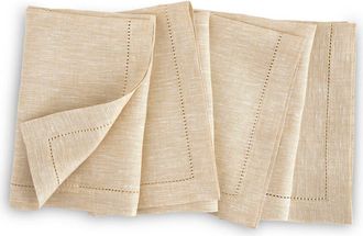 Solino Home Linen Dinner Napkins Set of 4, 20 x 20 Inch for Dining Table, Holiday and Everyday Table Decor - Milan in Champagne Beige at Nordstrom