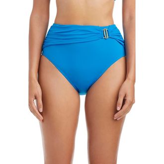 Bleu Rod Beattie Draped High Waist Bikini Bottoms in Blvd Bleu at Nordstrom, Size 12