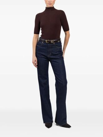 Kontatto high-neck ribbed knit T-shirt - Bruin