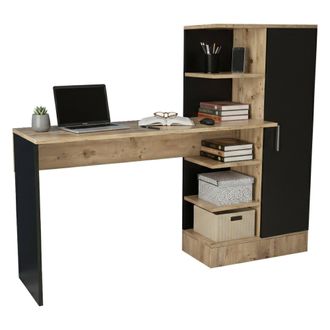 Dmora Escritorio Ancha, Escritorio Multiusos, Mesa De Oficina Para Pc, El Plan De Trabajo, 152x40h120 Cm, Roble Y Negro, Con Embalaje Reforzado - Dmora