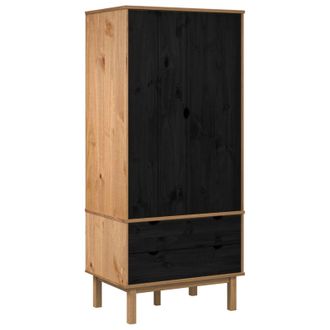 vidaXL Armario Otta Negro 76,5 X 53 X 172 Cm Madera De Pino Maciza Vidaxl