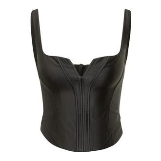 Self Portrait Sleeveless Tops, female, Black, Size: XS V-neck Corset Top