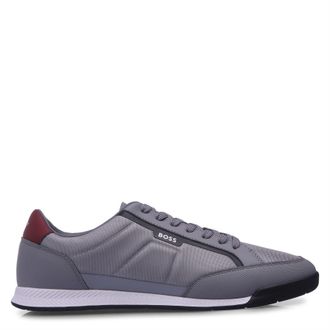 HUGO BOSS Mens Boss Nitan Mixed Material Trainers in Grey