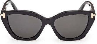 Tom Ford 55mm Butterfly Sunglasses in Black Yellow Gold /Smoke at Nordstrom