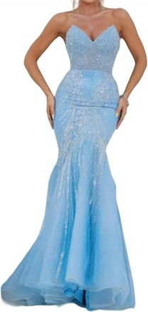 Terani Couture Strapless Corset In Denim