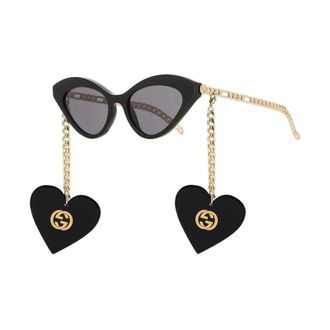 Gucci Accessoires, Dames, Veelkleurig, ONE Size, Two-Tone Acetaat En Metalen Zonnebril