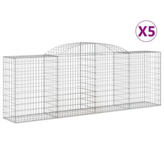 Berkfield Home Arched Gabion Baskets 5 pcs 300x50x100/120 cm Galvanised Iron in Silver