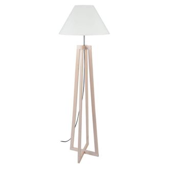 Tosel Lamp&aacute;ra de pie madera,metal Alt.150cm natural ;Pantalla: blanco