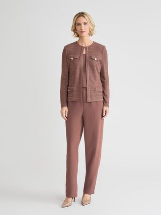 Misook Tailored Tonal Striped Knit Jacket in Midnight Umber at Nordstrom, Size Xx-Large