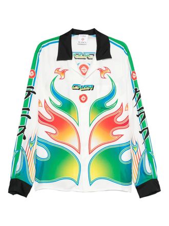 Casablanca flame-print shirt - unisex - Silk - 3XL - White