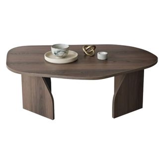 Dmora Mesa De Centro Lozza, Forma Ovalada, Tapa De Madera Noble, Color Marr&oacute;n, 100x60x35h Cm Nogal Marr&oacute;n