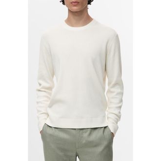 Mango Regular Fit Crewneck Rib Sweater in Off White at Nordstrom Rack, Size X-Large