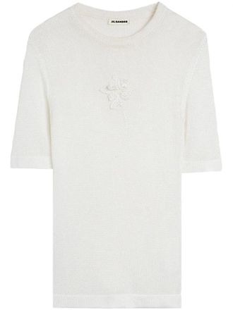 Jil Sander Ss Cn T-Shirt W/ Flower Crochet