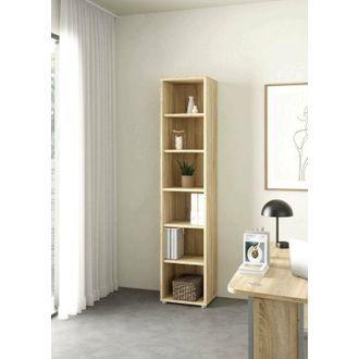 Dmora Dmora - Libreria Sylvaine, Scaffale da ufficio, Mobile portalibri, Biblioteca, 47x40 h222 cm, Quercia