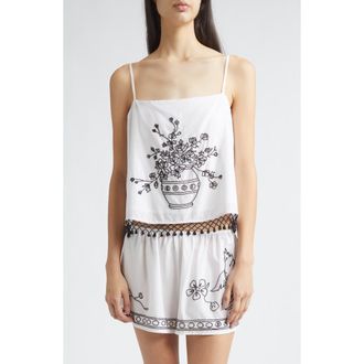 Bode Beaded Rosebloom Tank in White at Nordstrom, Size X-Small