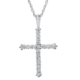 Pompeii3 14K White Gold 1/2ct Diamond Cross Pendant Necklace