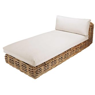 Maisons du monde Chaise longue para sof&aacute; de jard&iacute;n modular de mimbre y cojines crudo