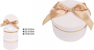 Trade Shop Trade Shop - Set 3 Pz Scatole Scatola Box Regali Varie Misure Matrioska Rotonde Bianco 71942