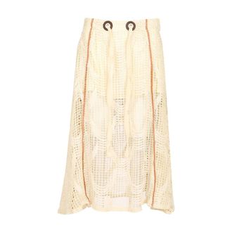 Durazzi Milano Mesh Midi Skirt - female - Durazzi Milano - Maxi Skirts - Beige - M - Skirts