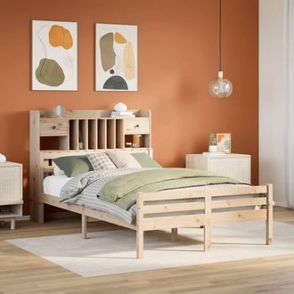Berkfield Home Bookcase Bed without Mattress 135x190 cm Double Solid Wood Pine in Light Brown