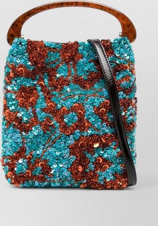 Dries Van Noten sequin bucket bag top handle strap