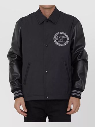 Valentino Garavani track jacket with leather sleeves and patches