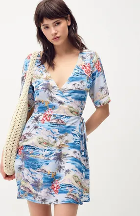 Twik Womens Crinkled wrap-style minidress