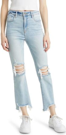 Hidden Jeans Distressed Chew Hem Straight Leg Jeans in Medium Wash at Nordstrom, Size 25