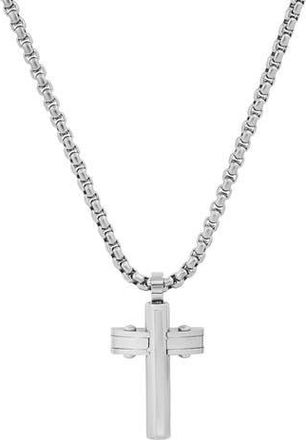 Steeltime HMY JEWELRY Stainless Steel Cross Pendant Necklace in Metallic at Nordstrom Rack