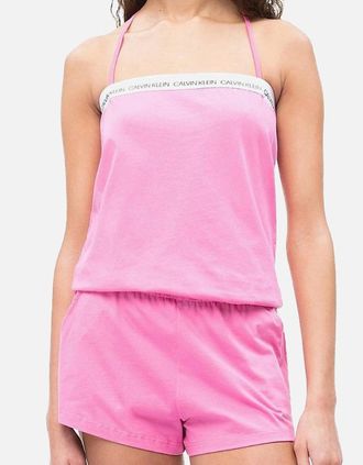 Calvin Klein Womens Cotton Bandeau Romper Beachwear/Playsuit, Phlox Pink - Size: 10/8