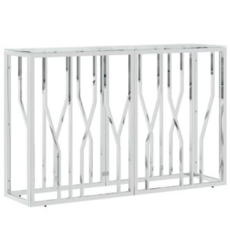 Berkfield Home Console Table 110x30x70 cm Stainless Steel & Glass in Silver | Size: 110 x 30 x 70 cm