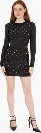 Elisabetta Franchi Mini abito in maglia con dettagli gioiello nero