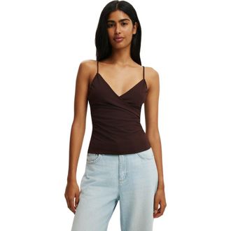 Cotton On Womens Fern Wrap Cami in Dark Oak at Nordstrom, Size Xx-Small